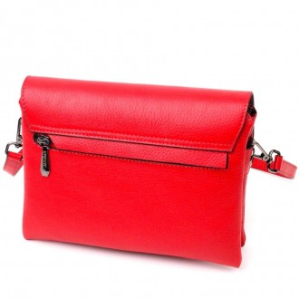 Стильна, якісна невелика червона сумка, клатч із натуральної фактурної шкіри. Ак. . фото 3
