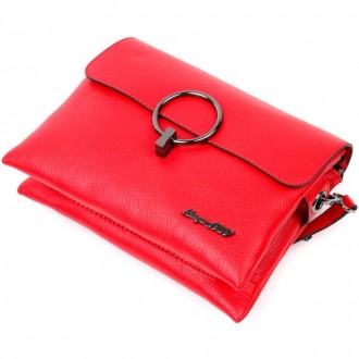 Стильна, якісна невелика червона сумка, клатч із натуральної фактурної шкіри. Ак. . фото 4