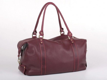 Дорожня сумка жіноча шкіряна бордова, спортивна якісна виготовлена з натуральної. . фото 2