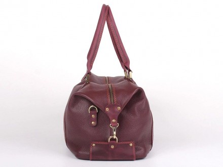 Дорожня сумка жіноча шкіряна бордова, спортивна якісна виготовлена з натуральної. . фото 3