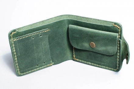 Якісний гаманець зелений, жіноче портмоне кежуал casual із міцної натуральної шк. . фото 4