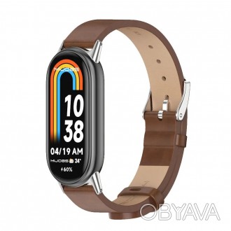 Кожаный ремешок для фитнес браслета Xiaomi Mi Band 8 Type B - стильный кожаный р. . фото 1