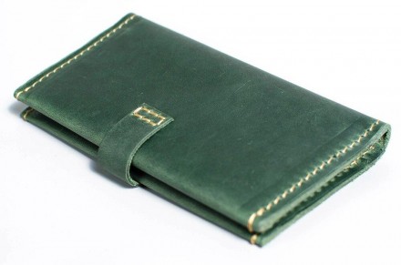 Стильний, якісний жіночий гаманець зелений кежуал casual з міцної натуральної шк. . фото 3