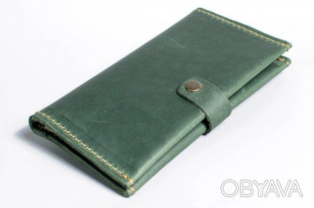 Стильний, якісний жіночий гаманець зелений кежуал casual з міцної натуральної шк. . фото 1