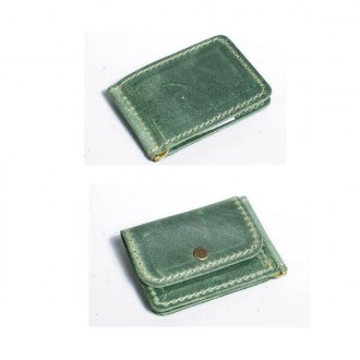 Стильний респектабельний затискач для грошей, купюр жіночий зелений з кишенею на. . фото 2