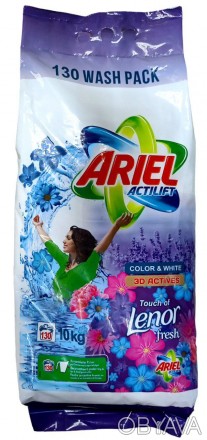 
Порошок для прання Ariel Actilift + Lenor, 10 кг, 130 праннів, виробництва Німе. . фото 1