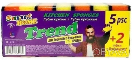 
Губка кухонна TREND Smart Home 5+2шт, виробництва України, є багатофункціональн. . фото 1