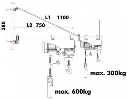 Маса конструкції 6 кгДіапазон нахилу ±90°SA3001100: Виліт 750/1100 мм, макс. 600. . фото 3