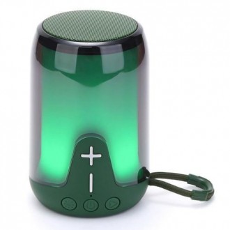 Bluetooth-колонка TG652 з RGB-підсвічувачем, speakerphone, радіо, green. . фото 2