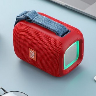 Bluetooth-колонка TG339 з RGB ПІДСВІТКАМ, speakerphone, радіо, red. . фото 3