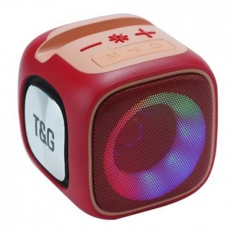 Bluetooth-колонка TG359 з RGB ПІДСВІТКАМ, speakerphone, радіо, red. . фото 2