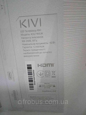 Телевізор Kivi 43U790LW
Основні характеристики:
Діагональ екрана — 43"
Підтримка. . фото 2