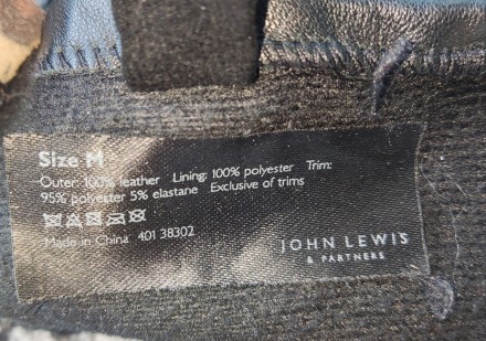 Кожаные перчатки John Lewis, размер-М, ширина-8.5см, длина-22см, средний палец-8. . фото 7