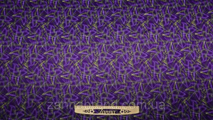  Ткань дайвинг цвет сине-фиолетовый "Линейная абстракция" - эластичная, мягкая, . . фото 3