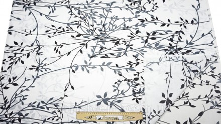  Постельная ткань Бязь "Gold" Lux цвет белый "Листочки" - натуральная ткань из х. . фото 4