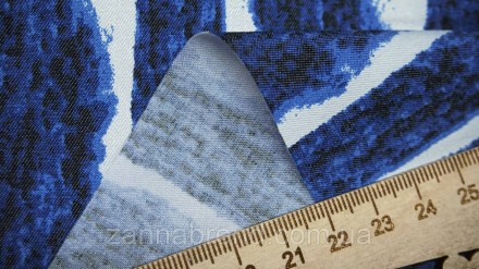  Ткань джинс-коттон цвет сине-белый "Абстрактная полоска" - податливая, достаточ. . фото 5