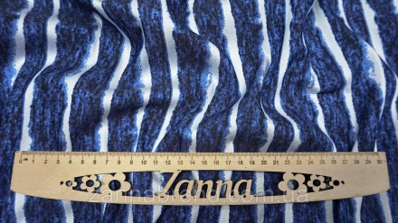  Ткань джинс-коттон цвет сине-белый "Абстрактная полоска" - податливая, достаточ. . фото 6