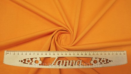  Ткань плотный стрейч-кулир (Супрем) цвет желто-оранжевый - легкое, мягкое, проч. . фото 2