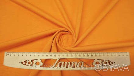  Ткань плотный стрейч-кулир (Супрем) цвет желто-оранжевый - легкое, мягкое, проч. . фото 1