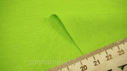  Ткань стрейч-кулир (Супрем) цвет неоново-салатовый - легкое, мягкое, прочное, э. . фото 3