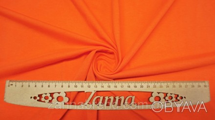  Ткань стрейч-кулир (Супрем) цвет оранжевый - легкое, мягкое, прочное, эластично. . фото 1