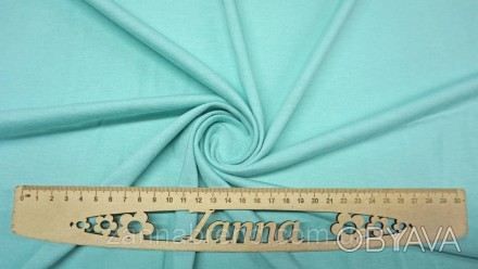  Ткань стрейч-кулир (Супрем) цвет аквамарин - легкое, мягкое, прочное, эластично. . фото 1