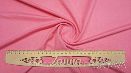  Ткань футболочная Лакоста с эффектом легкой жатки (вискозный трикотаж) цвет роз. . фото 1