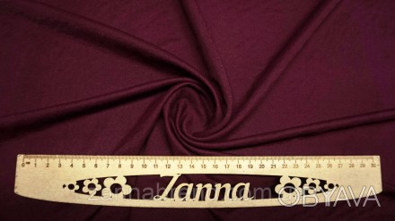  Ткань футболочная Лакоста с эффектом легкой жатки (вискозный трикотаж) цвет бор. . фото 1