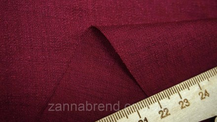 Ткань искусственный лен с эффектом легкой жатки цвет бордовый - мягкая, нежная,. . фото 3