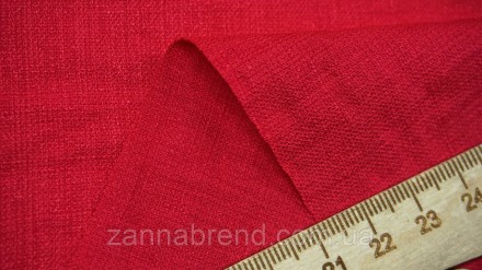  Ткань искусственный лен с эффектом легкой жатки цвет красный - мягкая, нежная, . . фото 3