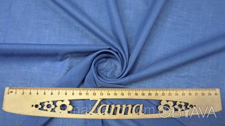  Ткань батист цвет джинс - тонкий и легкий хлопчатобумажный материал, нежный и п. . фото 1