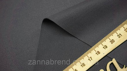  Ткань дайвинг цвет темно-серый (ширина 185 см) - эластичная, мягкая, плотная, п. . фото 3