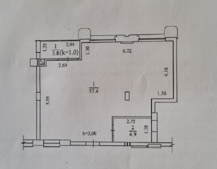 Продажа квартиры свободной планировки в  ЖК Женева, 66,1  кв.м. 5 этаж. 2 секция. Центр. фото 9