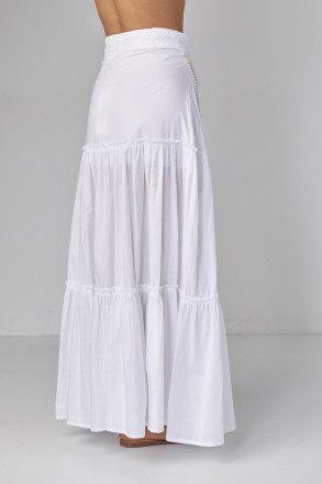 Женская длинная юбка с оборками, изготовленная из хлопкового полотна, воплощает . . фото 3