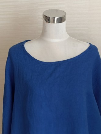 Красивая женская блузка большого размера, в васильковый синем цвете. Рукав 3/4 ,. . фото 4