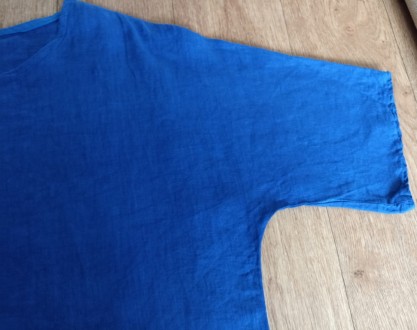 Красивая женская блузка большого размера, в васильковый синем цвете. Рукав 3/4 ,. . фото 9
