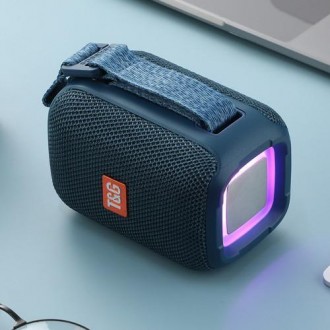 Bluetooth-колонка TG339 з RGB ПІДСВІТКАМ, speakerphone, радіо, blue. . фото 3