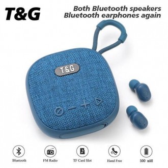 Bluetooth-колонка з навушниками TG813, з функцією speakerphone, радіо, blue. . фото 2