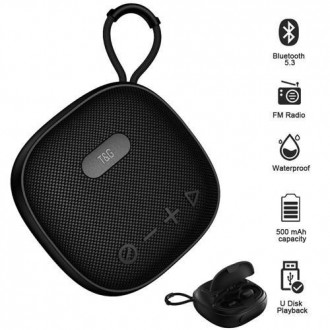 Bluetooth-колонка з навушниками TG813, з функцією speakerphone, радіо, black. . фото 2