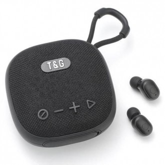 Bluetooth-колонка з навушниками TG813, з функцією speakerphone, радіо, black. . фото 3