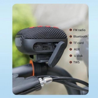 Bluetooth-колонка + ВЕЛОКРЕПЛЕННЯ TG392, IPX5, speakerphone, радіо, black. . фото 7