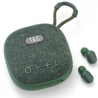 Bluetooth-колонка з навушниками TG813, з функцією speakerphone, радіо, green. . фото 3