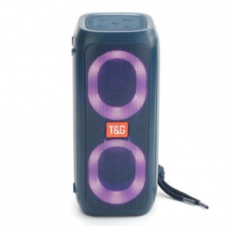 Bluetooth-колонка TG333 з RGB ПІДСВІТКАМ, speakerphone, радіо, blue. . фото 2