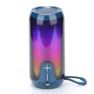 Bluetooth-колонка TG651 з RGB ПІДСВІТКАМ, speakerphone, радіо, blue. . фото 2