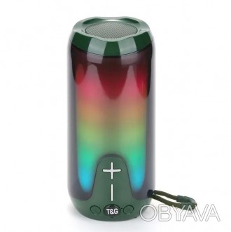 Bluetooth-колонка TG651 з RGB ПІДСВІТКАМ, speakerphone, радіо, green. . фото 1