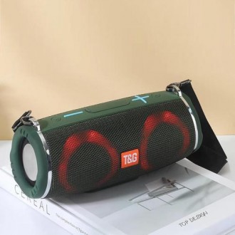 Bluetooth-колонка TG642 з RGB ПІДСВІТКАМ, speakerphone, радіо, green. . фото 3