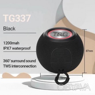 Bluetooth-колонка TG337 з RGB-підсвічувачем, speakerphone, радіо, black. . фото 1
