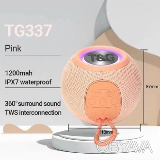 Bluetooth-колонка TG337 з RGB-підсвічувачем, speakerphone, радіо, pink. . фото 1