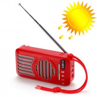 Bluetooth-колонка TG368, speakerphone, радіо, сонячна батарея, red. . фото 2