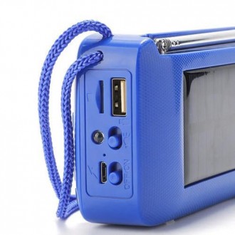 Bluetooth-колонка TG368, speakerphone, радіо, сонячна батарея, blue. . фото 5